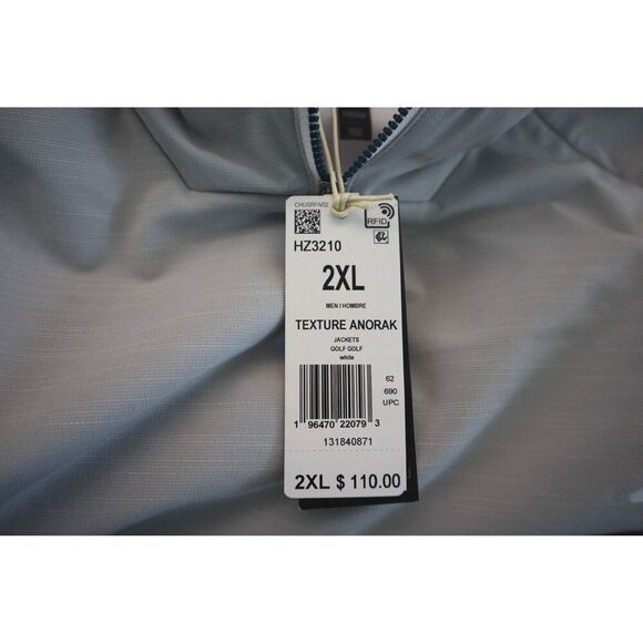 Adidas HZ3210 Men's Sz 2XL White/Gray Textured Fleece Anorak Golf Jacket - Picture 5 of 16